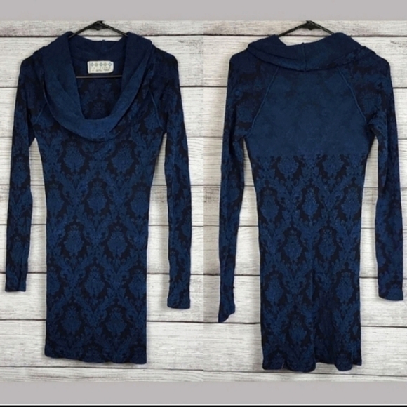 Free People Vintage Brocade Jacquard Cowl Neck Dress Sz 4 to 8 - Picture 1 of 4